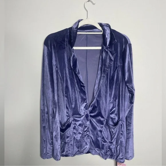 IDOPIP Women's Velvet Blazer Jacket Purple NWT XXL - Picture 4 of 10
